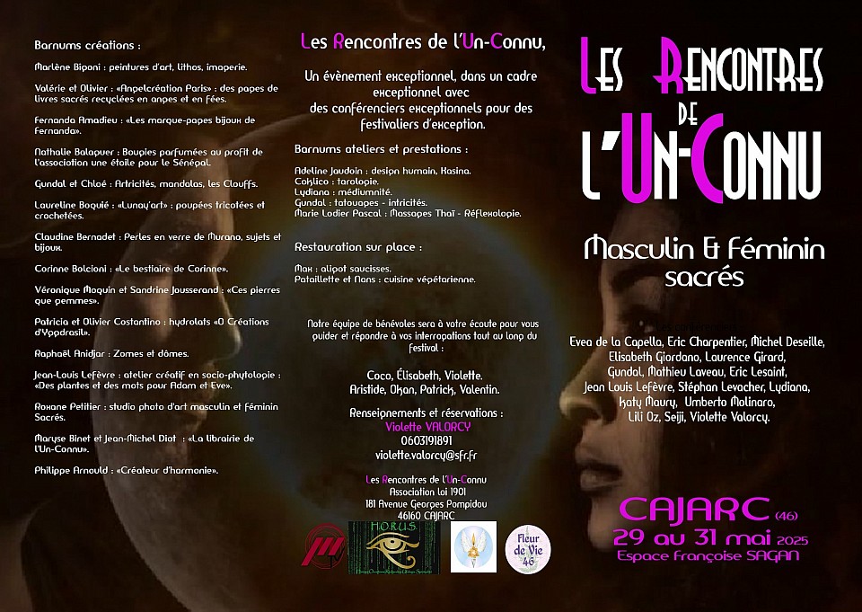 Programme rencontres de l'un-connu 2025 verso